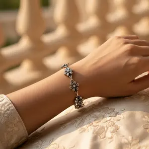 "Floral Beaded Women's 925 Silver <b>Bracelet</b>" - Product Image 3
