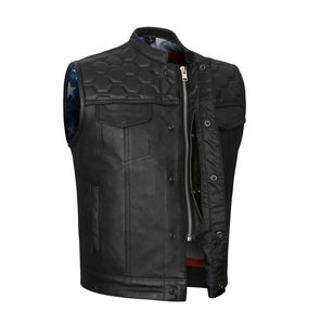Gilet de moto motard en cuir véritable personnalisé Gilet en cuir de vachette motard pour hommes nouveaux modèles différents - Product Image 3