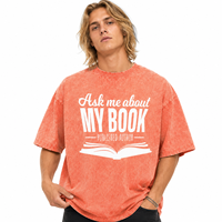 T-Shirt Unisex con Logo Personalizzato, 230gsm Cotone, Stampa a Trasferimento Termico, Effetto Lavaggio Acido, Spalle Scese, Grafica Vintage, Citazione Stampata