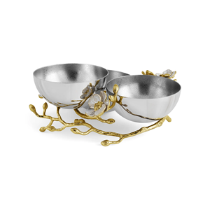 Petit bol de service à orchidée Bol élégant en métal ou en vaisselle inspiré des fleurs - Product Image 2