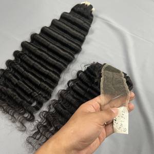 Tangle Free Non Chemical <b>Deep</b> <b>Wave</b> <b>Hair</b> Bundles with Lace Natural Color Raw Virgin Remy <b>Deep</b> <b>Wave</b> <b>Hair</b> Extensions - Product Image 2