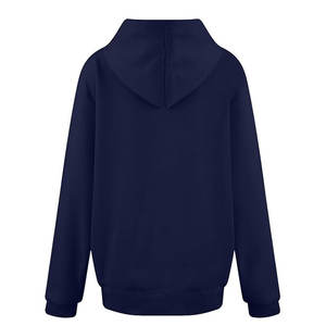 Sweat à capuche intégral en molleton coupe-vent bleu marine pour femme, manches longues, 100 % coton de haute qualité, écologique, avec logo frontal - Product Image 5