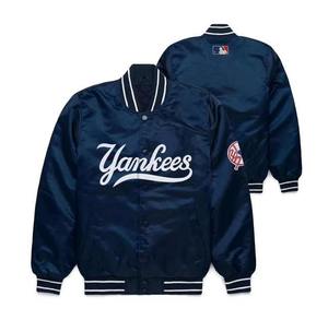 Streetwear Veste universitaire en satin pour hommes Blouson aviateur personnalisé Vêtements d'extérieur de baseball légers Vente en gros - Product Image 3