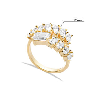 Baguette Zircon Stone Cluster Ring Venta al por mayor Turco 925 Sterling Silver Joyería fina hecha a mano - Product Image 2