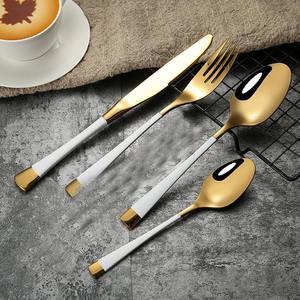 Service de Couverts de Luxe Écologiques pour Mariage, Résistants à la Chaleur, avec Manche à Motif Dégradé Noir, pour 4 Personnes - Product Image 4