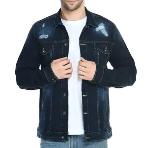 High-Quality Wholesale Men's Denim Jacket Casual Jeans with Hood Blue Denim Customized Breathable 2023