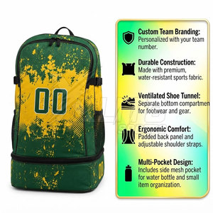 Mochila de Viaje para Fútbol, Bolsa de Fútbol Personalizada con Compartimento Inferior para Zapatos, Bolsillo Lateral para Balón, Compartimentos con Cierre, Nailon, 50-70L - Product Image 5