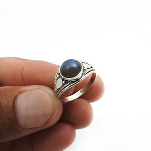 แหวนอัญมณีลาบราดอไรต์ธรรมชาติแบบโบฮีเมียนเครื่องประดับชั้นดีดีไซน์ทันสมัย - Product Image 3