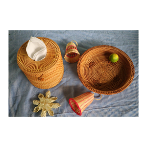 Cesta de mimbre tejida a mano ecológica de alta calidad bandeja de servicio personalizable de precio de fábrica de Vietnam - Product Image 3