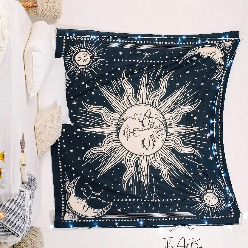 Maan En Zon Wandtapijt Hangend Hemelse Wandtapijt Hippie Bohemien Mandala Wandtapijt Hangend