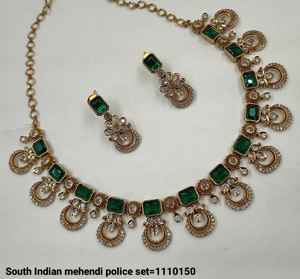 ENSEMBLE DE BIJOUX INDIENS TRADITIONNELS ET À LA MODE EN CUIVRE ENSEMBLE DE BIJOUX DE MARIAGE POUR FEMMES BOUCLES D'OREILLES ET COLLIER - Product Image 2