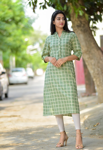 Kurtis Casual algodón estampado para uso diario de las mujeres Ropa Étnica y accesorios disponibles para la venta en la India - Product Image 3