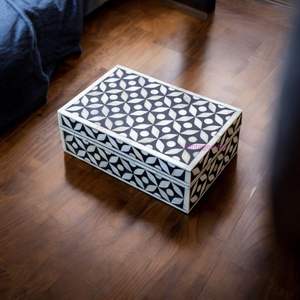 กล่องฝังกระดูกพร้อมกล่องเก็บของอเนกประสงค์พร้อมช่องแบ่งกล่องเก็บของขัดเงาสำหรับตกแต่งบ้านและฟาร์ม - Product Image 2