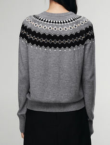 Produits chauds hiver femmes pull doux contraste couleur pull à col rond confortable chaud mode style à la mode - Product Image 2