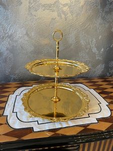 TQC European Flower Style Aluminum Casted 2-Tier Round Cake Stand Eco-Friendly Oven <b>Safe</b> for Hotel & Home Decor - Product Image 2