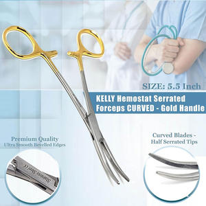 Pinzas Hemostáticas Curvas Kelly de 5.5 Pulgadas, Mango Dorado, Instrumento Quirúrgico Manual de Acero Inoxidable, Ligero, Venta al por Mayor, SHARIF ELAHI - Product Image 3