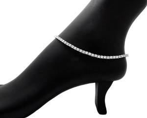 Women's Customized 3mm Leb Grown Tennis Chain Fashion <b>Anklets</b> in 10_11_12 Sizes 925 Sterling <b>Silver</b> with Diamond as Main Stone - Product Image 1