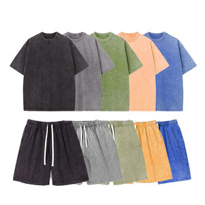 Ensemble pantalon et sweat-shirt vintage été 2025, antistatique, uni, teinture unie, manches longues, lavé, femme, grande taille, logo personnalisé accepté - Product Image 2