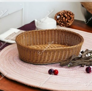 ตะกร้าหวายสานสำหรับใส่ผลไม้ทรงรีสำหรับครัวเรือนตะกร้าเก็บขนมขนมปังเบเกอรี่ของขวัญงานสานจากหวายสำหรับห้องครัวและห้องนั่งเล่น - Product Image 3