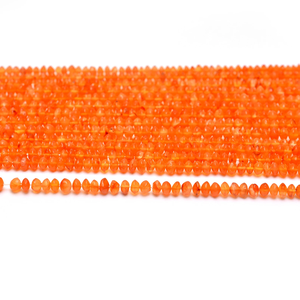 Cuentas Redondas Lisas de Cornalina Natural de 3mm-4mm/4mm-5mm | Cadena de 14 Pulgadas |   Cuentas Sueltas en Forma de Platillo de Piedra Preciosa Cornalina Naranja - Product Image 2