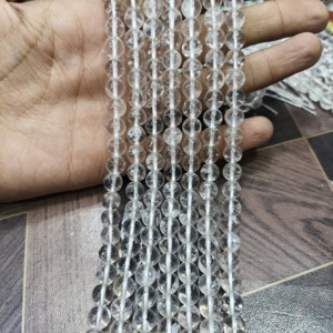 Collier ras de cou en cristal de quartz clair en argent sterling, perle ronde de 8 mm, cristal de quartz blanc naturel, collier de guérison, cadeau de mariage pour femmes - Product Image 2