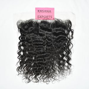 Extensiones frontales 13*6 HD de cabello humano virgen natural 100% indio con cutícula alineada, color natural, para mujer, con doble trama a máquina, ondulado, sin procesar. - Product Image 1