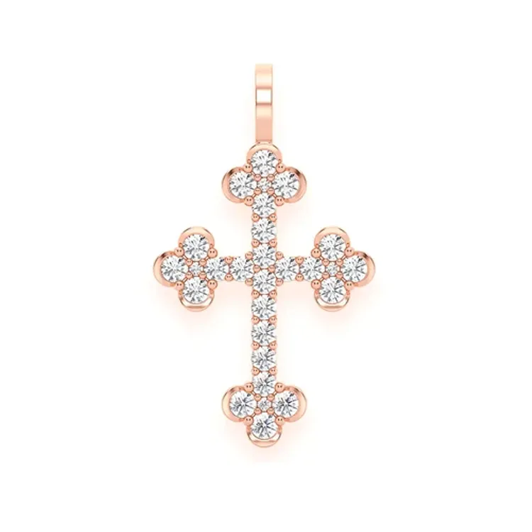 0.9 TCW and 10 Grams 14K Gold Plated VVS1 DEF Color Iced Out Diamond Cross Moissanite Diamond Pendant from Indian Exporter