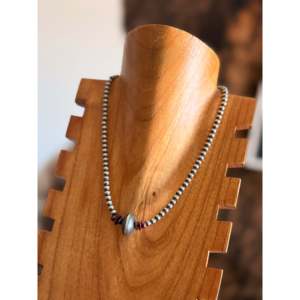 Collar de Perlas Graduadas y de Forma de Platillo con Cadena de Perlas de Ostra Espinosa Navajo y Plata de Ley - Product Image 2