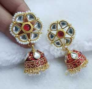 Top fabricant indien de qualité supérieure ethnique plaqué or multicolore perle grappe goutte boucle d'oreille inspiré bijoux de mode - Product Image 1