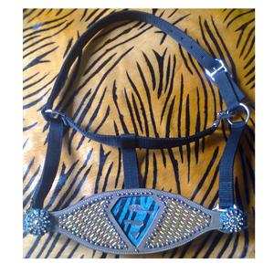 DD Leather's Best Quality Horse Head Collar English Saddle Western Style Bronc Halter Fancy <b>Bling</b> Assorted Sizes High Halters - Product Image 1