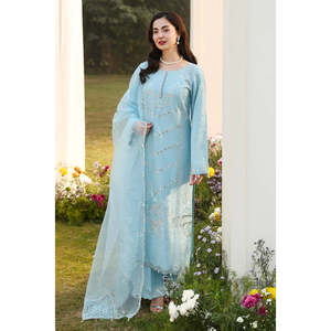 Chiffon Spring/<b>Summer</b> Embroidered Shirt Set with Organza Dupatta and <b>Trouser</b>-ASIM JOFA BIC-4807 - Product Image 2