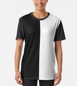 T-Shirt vierge bicolore pour adulte, unisexe, à blocs de couleurs, tricoté, coloré, coupe et couture - Product Image 4