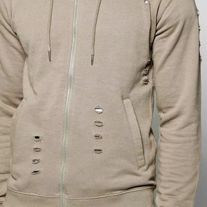 Chándales Personalizados para Hombre con Cremallera Desgastada, Estilo Urbano, Holgados, con Hombros Caídos, Tela Gruesa de 540 g/m² - Product Image 4