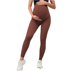Leggings de yoga taille haute élastique avec logo personnalisé pantalon de maternité respirant en soie glacée pour femmes pantalon de grossesse vente en gros - Product Image 3