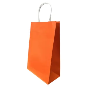 Directly factory Fashion shopping paper bag with logo orange gift bag for birthday Christmas present paper bag good quality good