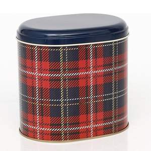 ถาดดีบุกโลหะลายสก๊อตรูปวงรี1.4L ขนาด140x120x130มม. ยี่ห้อเอกโคส - Product Image 1