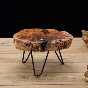Natural <b>Edge</b> Tree Trunk <b>Wooden</b> Stand with Hairpin Legs for Displaying Cakes Handmade by Adiba Home Decor - Product Image 4