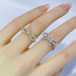 Anillo de Diamantes de Laboratorio con Diseño de Lazo, Chapado en Oro Puro de 14K o Plata de Ley, con Diamantes Engastados en Pavé, Regalo de Cumpleaños para Ella - Product Image 3