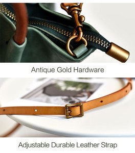 ALW Sac fourre-tout en cuir véritable marron élégant pour femmes Broderie Sac à main de luxe personnalisable Fermeture à glissière Chaînes Décoration OEM - Product Image 6