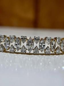 สร้อยข้อมือเพชรรูปลูกแพร์สุดหรูกำไลข้อมือครึ่งเม็ดอัญมณีแบบซ้อนได้เครื่องประดับคริสต์มาส - Product Image 4