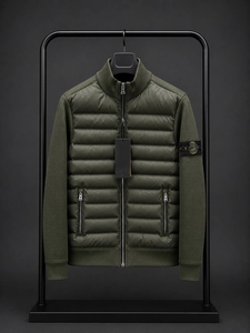 Blouson matelassé hybride de luxe pour homme, hiver, thermique, col zippé, décontracté, extérieur, imperméable, finition teintée, non tissé - Product Image 4