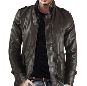 Manteaux à col montant de qualité supérieure, design élégant, multi-poches, en cuir de vache, manteaux décontractés personnalisés pour hommes - Product Image 4