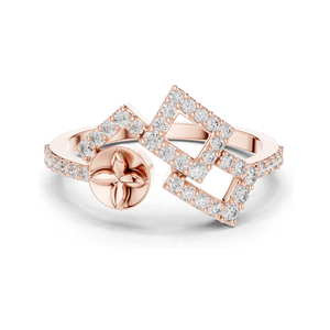 Bague géométrique en diamant de laboratoire pour femme, clarté VVS-VS EF, disponible en or 18 carats, 14 carats, 10 carats et argent 925, rose, jaune - Product Image 2