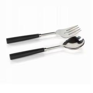 Ensemble de service de salade royal en laiton finition mate, cuillère et fourchette, manche en pierre de marbre - Product Image 4