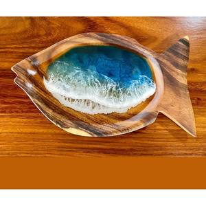 2023 bol en bois de frêne décoratif de meilleure qualité avec vaisselle de cuisine d'hôtel en résine bleue maison et cuisine - Product Image 5