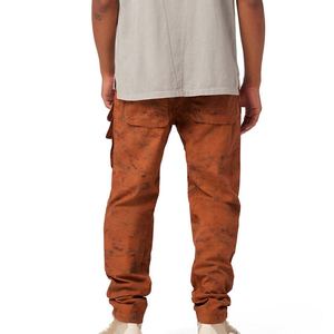 Pantalons cargo pour hommes à taille mi-haute, lavage foncé, tendance, marque privée, design personnalisé, multi-poches, style streetwear, marque personnalisée - Product Image 5