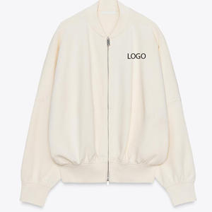 Sweat-shirt à fermeture éclair confortable pour femmes sweat-shirt zippé léger taux bon marché couleur unie et Logo épaule tombante réglable - Product Image 1