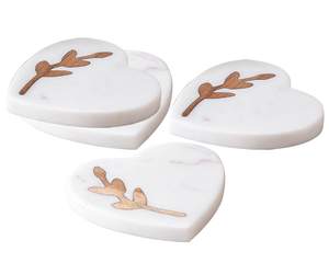 Dessous de verre de thé en marbre personnalisé de haute qualité avec conception en forme de coeur meilleure décoration de table de bureau à domicile d'Inde - Product Image 2