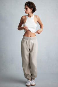 100% alta calidad último diseño sólido Color liso Flare Baggy Joggers pantalones para mujer moda elegante Color marrón Jogger - Product Image 3