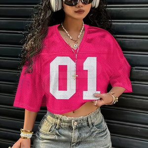 Camisetas cortas de fútbol para mujer, elegantes, de material suave y elástico, adecuadas para actividades deportivas y looks urbanos diarios. - Product Image 3